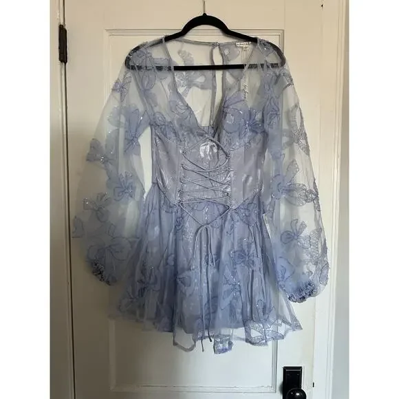 For Love & Lemons Presley Mini Dress – Periwinkle Blue – Size Large – NWT - Picture 4 of 12